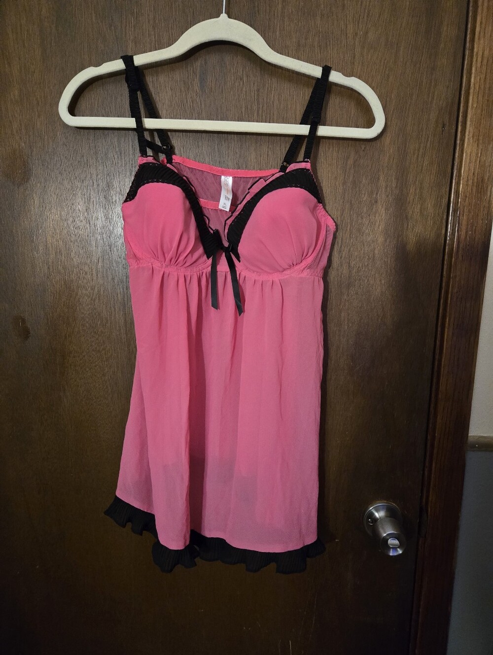 Pink and Black Babydoll Lingerie Nightie XL